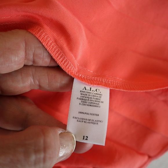 A.L.C 6DRES00832 Women's Sz 12 Malliot/Coral Renzo Pleated Blouson Dress - Picture 13 of 14